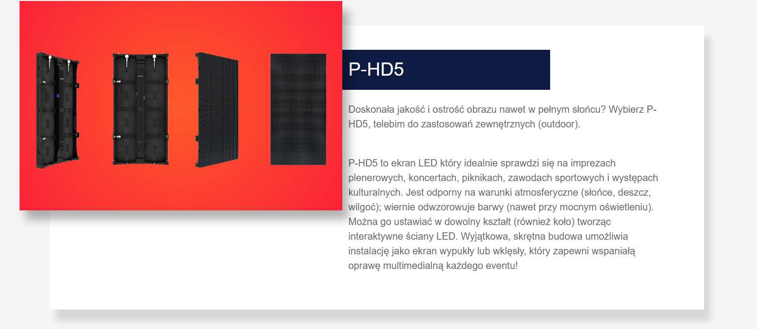 Wynajem ekranów LED P-HD5